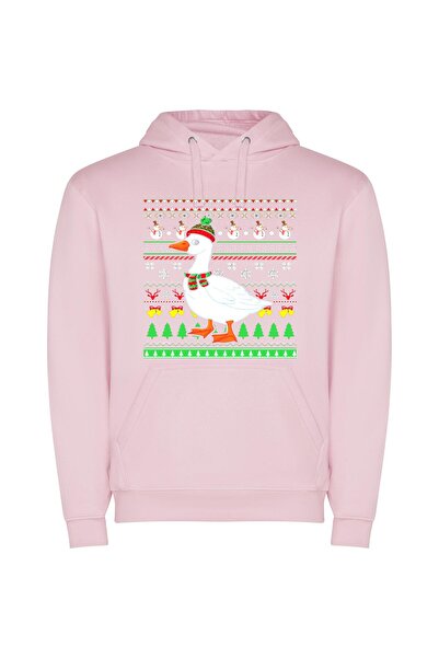 iLovePrints Festive Fowl Fashion Fiesta Φούτερ με κουκούλα σε χρώμα Ροζ