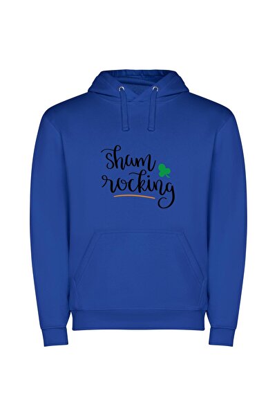 iLovePrints Shamrock Inspired Handwriting Art Φούτερ με κουκούλα σε χρώμα Μπλε