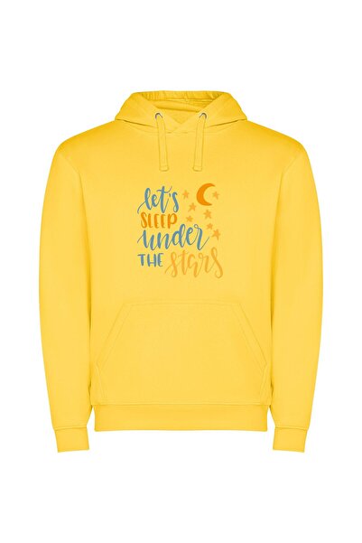 iLovePrints Starry Night Slumber Party Φούτερ με κουκούλα σε χρώμα Κίτρινο