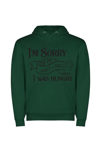 iLovePrints Hungry Thoughts, Full Apologies Φούτερ με κουκούλα σε χρώμα Πράσινο