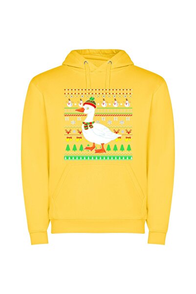 iLovePrints Festive Fowl Fashion Fiesta Φούτερ με κουκούλα σε χρώμα Κίτρινο
