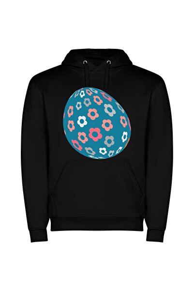 iLovePrints Floral Easter Delight Φούτερ με κουκούλα σε χρώμα Μαύρο