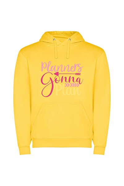 iLovePrints Colorful Planning Odyssey Φούτερ με κουκούλα σε χρώμα Κίτρινο
