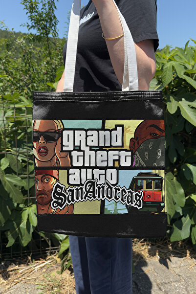 ZipZap حقيبة قماشية مطبوعة على الوجهين من GTA San Andreas V4، حقيبة كمبيوتر ل...