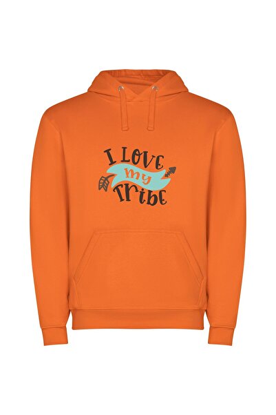 iLovePrints Tribe Love Typography Delight Φούτερ με κουκούλα σε χρώμα Πορτοκαλί