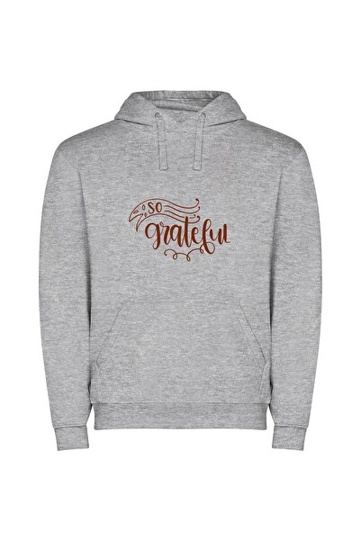 iLovePrints Gratitude in Brown Φούτερ με κουκούλα σε χρώμα Γκρι