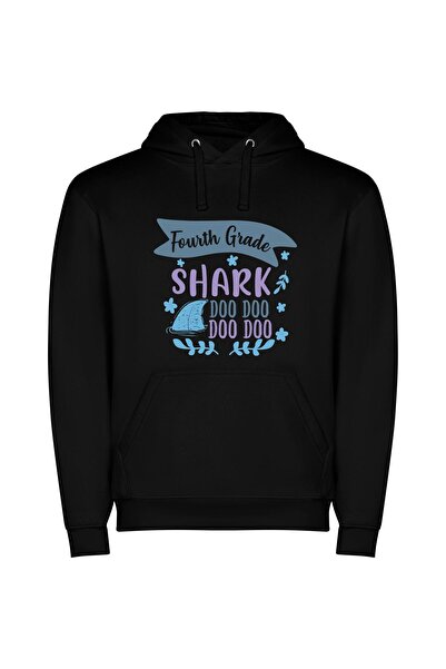 iLovePrints Sharp Shark Graphic Art Φούτερ με κουκούλα σε χρώμα Μαύρο