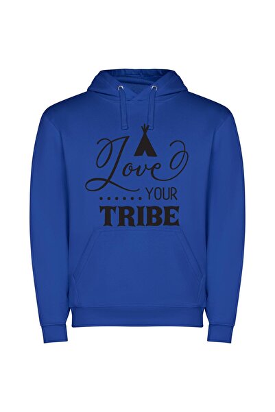 iLovePrints Love Your Tribe: True Style Φούτερ με κουκούλα σε χρώμα Μπλε