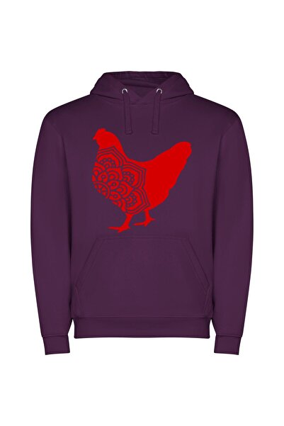 iLovePrints Scarlet Silhouette: Avian Elegance Φούτερ με κουκούλα σε χρώμα Μωβ
