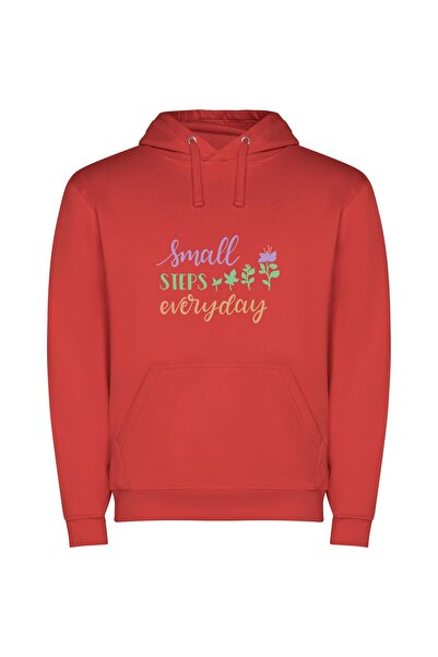 iLovePrints Delicate Daily Progress Φούτερ με κουκούλα σε χρώμα Κόκκινο