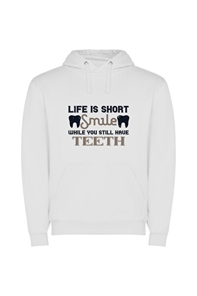 iLovePrints Gleaming Grin Φούτερ με κουκούλα σε χρώμα Λευκό