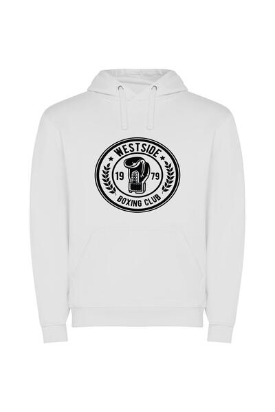 iLovePrints Sleek Fight Club Insignia Φούτερ με κουκούλα σε χρώμα Λευκό