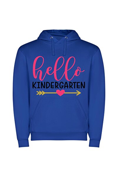 iLovePrints Hello Kids Art Logo Φούτερ με κουκούλα σε χρώμα Μπλε