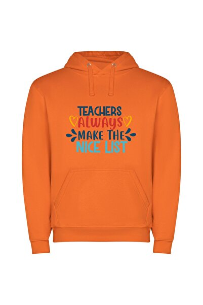 iLovePrints Kindness Ranks High: Teacher Φούτερ με κουκούλα σε χρώμα Πορτοκαλί