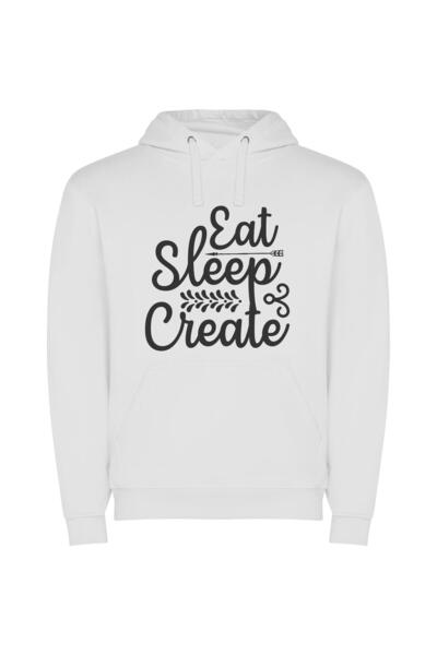 iLovePrints Monochrome Creative Sign Φούτερ με κουκούλα σε χρώμα Λευκό