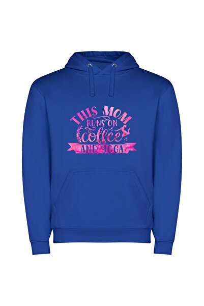 iLovePrints Mocha Marathon Mama Φούτερ με κουκούλα σε χρώμα Μπλε