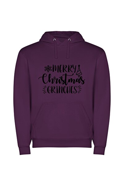 iLovePrints Fancy Grinchy Christmas Joy Φούτερ με κουκούλα σε χρώμα Μωβ