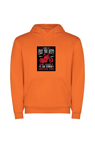 iLovePrints Fiery Motorcycle Obsession Φούτερ με κουκούλα σε χρώμα Πορτοκαλί