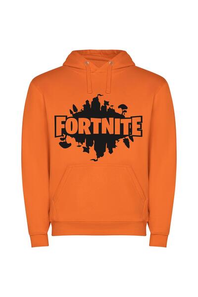 iLovePrints Epic Fortnite Logo Design Φούτερ με κουκούλα σε χρώμα Πορτοκαλί