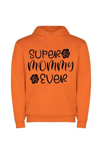 iLovePrints Super Mom SVG Art Φούτερ με κουκούλα σε χρώμα Πορτοκαλί