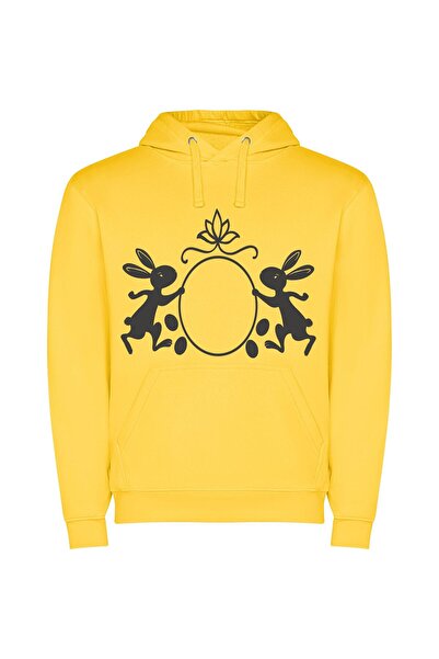 iLovePrints Silhouetted Bunny Harmony Φούτερ με κουκούλα σε χρώμα Κίτρινο