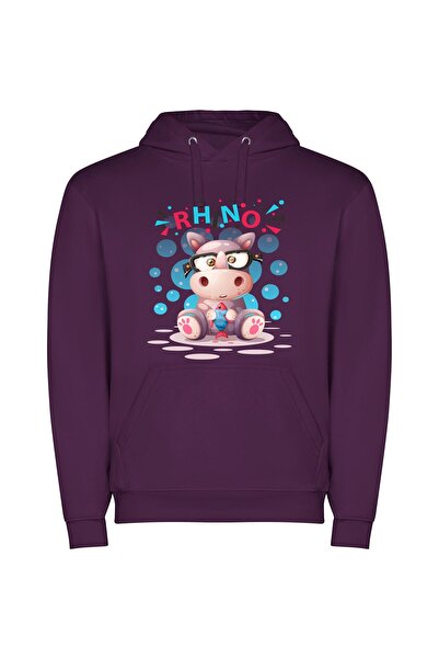 iLovePrints Whimsical Animal Sports Φούτερ με κουκούλα σε χρώμα Μωβ