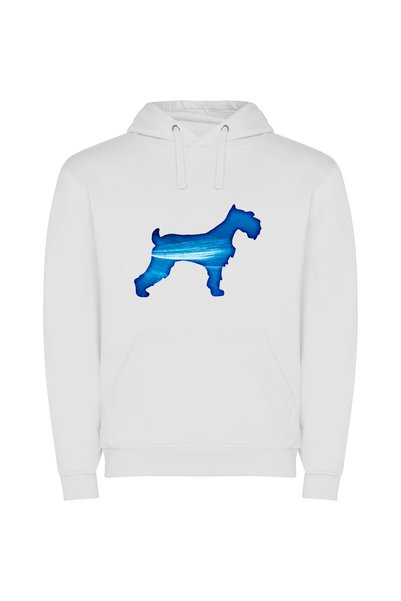 iLovePrints Blue Glow Dog Majesty Φούτερ με κουκούλα σε χρώμα Λευκό