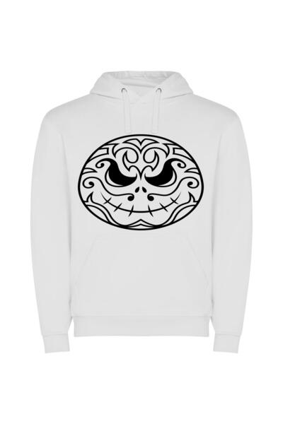 iLovePrints Monochrome Skeleton Symmetry Φούτερ με κουκούλα σε χρώμα Λευκό