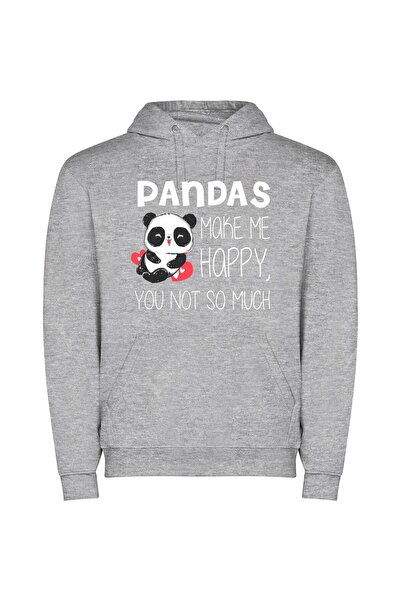 iLovePrints Panda Skater Chic Φούτερ με κουκούλα σε χρώμα Γκρι