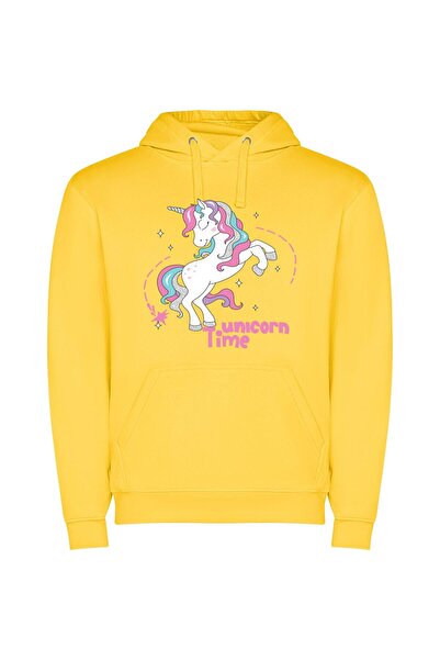 iLovePrints Enchanted Unicorn Dreams Φούτερ με κουκούλα σε χρώμα Κίτρινο