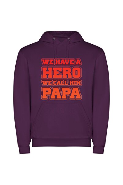 iLovePrints Papa: The Artistic Hero Φούτερ με κουκούλα σε χρώμα Μωβ