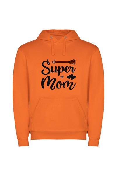 iLovePrints Superior Supermom Sign Φούτερ με κουκούλα σε χρώμα Πορτοκαλί