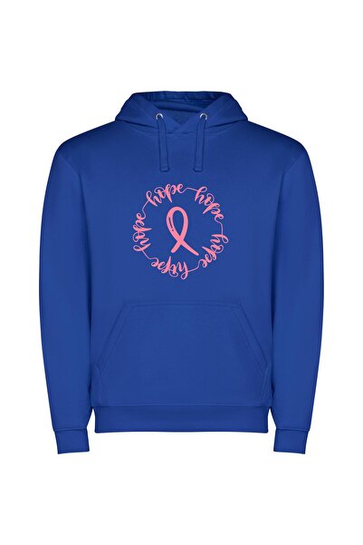 iLovePrints Radiant Ribbon of Hope Φούτερ με κουκούλα σε χρώμα Μπλε