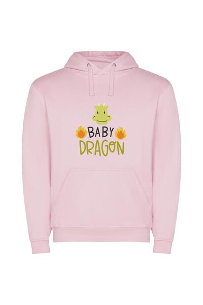 iLovePrints Fierce Baby Dragon Portrait Φούτερ με κουκούλα σε χρώμα Ροζ