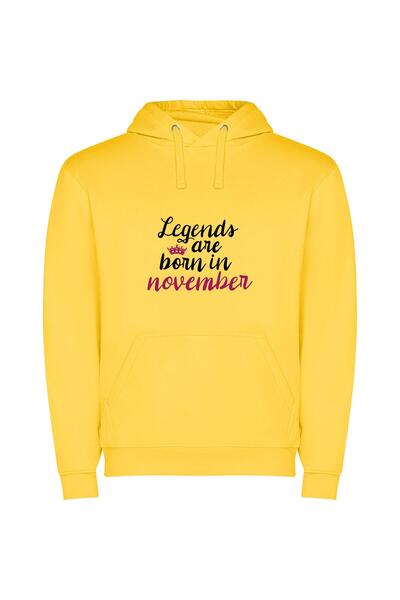 iLovePrints Legends of November's Birth Φούτερ με κουκούλα σε χρώμα Κίτρινο