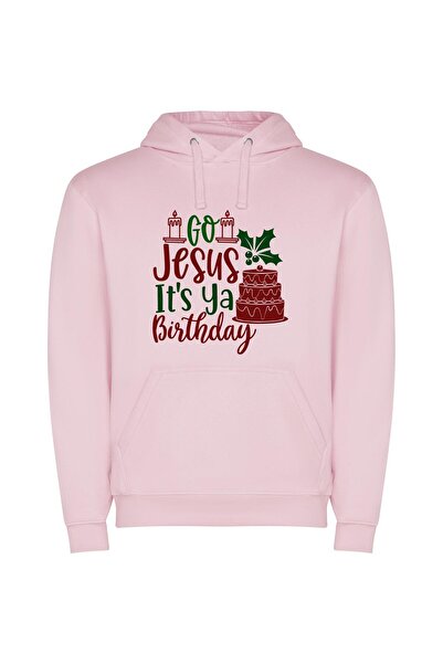 iLovePrints Holly Cake: Christ's Celebration! Φούτερ με κουκούλα σε χρώμα Ροζ