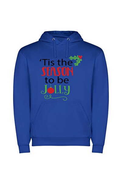iLovePrints Jolly Holiday Greetings Φούτερ με κουκούλα σε χρώμα Μπλε
