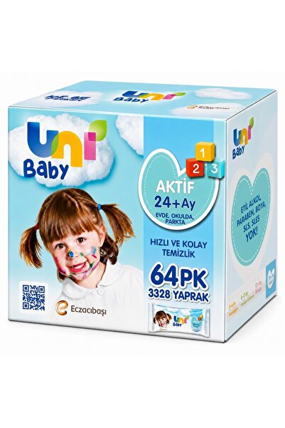 Uni Baby Wet Towel Wipes 52 Sheets Active Set of 64 (16Pk*4) 3328 Sheets