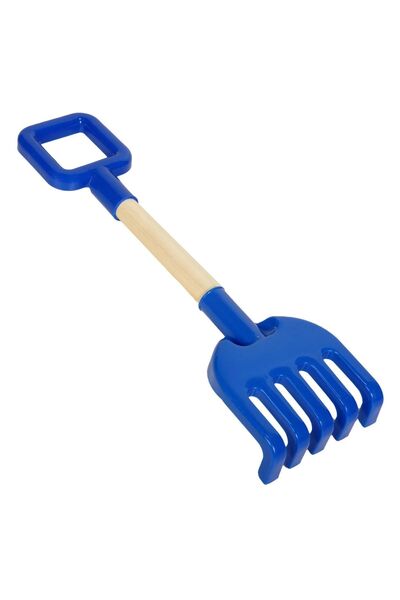 Zâna Casei Greblă de plajă din plastic albastru cu mâner din lemn 39cm