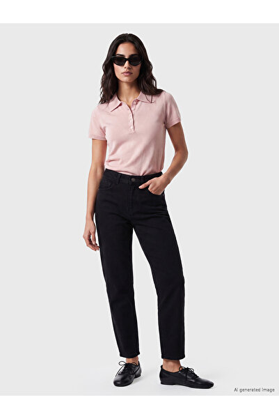 LC Waikiki بنطلون جينز نسائي أسود من Mom Fit