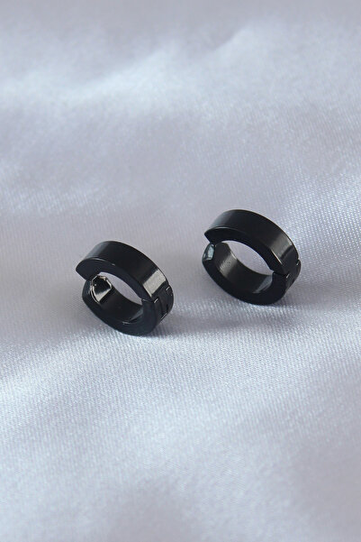Mega Bazaar Steel Black Color Compression Men's Earrings