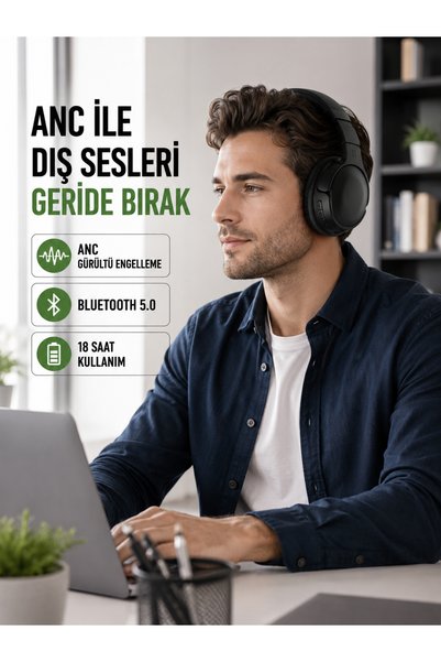 AKILLI Geniş Frekans Aralıklı Bluetooth Kulak Üstü Kulaklık