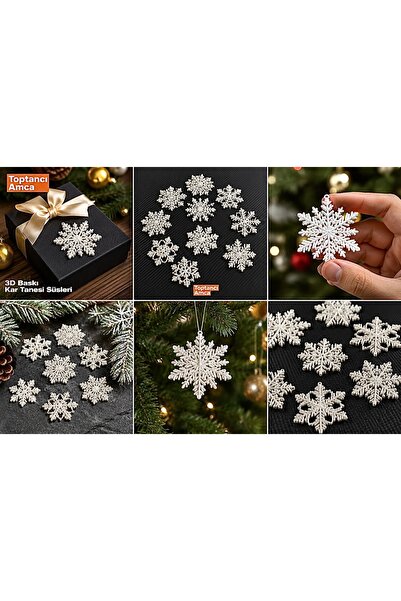 Toptancı Amca 3D Baskı Kar Tanesi Yılbaşı Ağaç Süsü 10’lu Set | Noel Ağacı As...