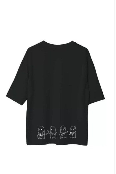 Wear Up Unisex Crew Neck Printed Oversize T-Shirt - Black