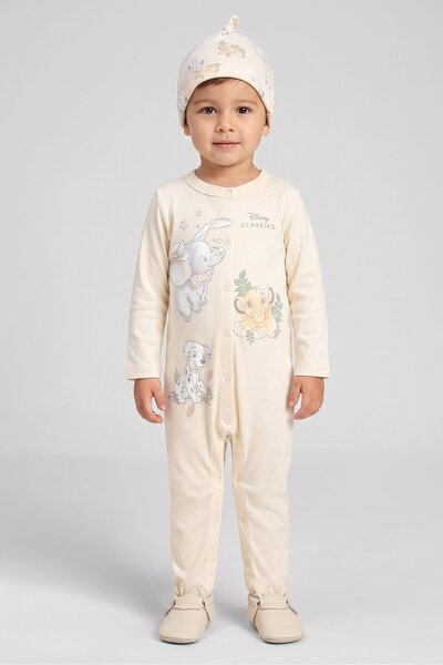 Disney Toddlers Boy 4 Pcs Graphic Print Bodysuit And Beanie Hat, Multicolor