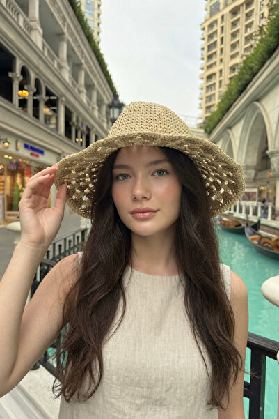 Mollycrush قبعة شاطئ نسائية صيفية من القش باللون البيج |   إكسسوارات العطلات ...