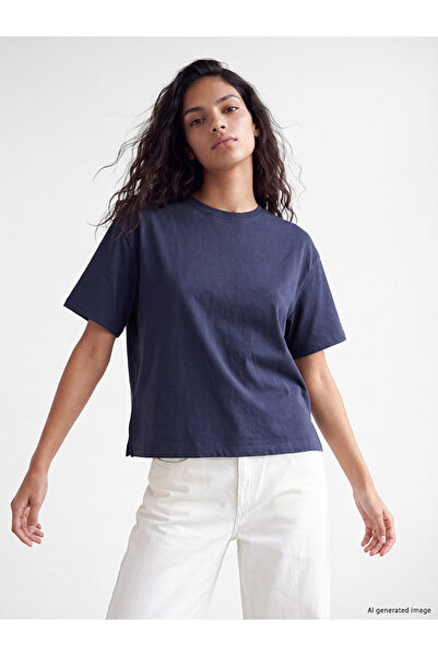 LC Waikiki Anthracite Crew Neck Modal Blend Women's T-Shirt