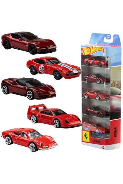 mattel Set Hot Wheels Ferrari cu 5 mașini metalice la scară 1:64