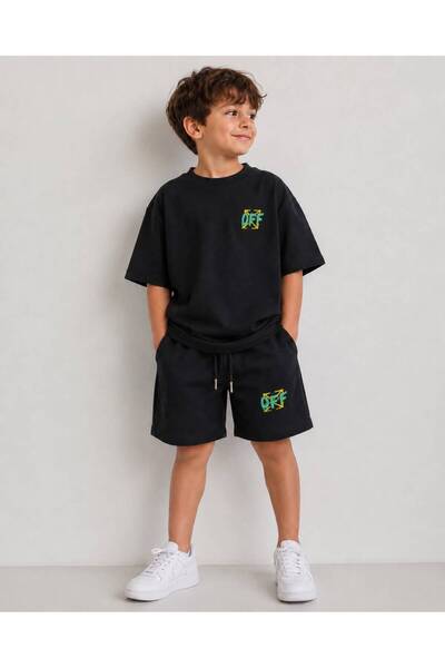 Generic Brand Boy's Oversize Printed Shorts and T-Shirt Set – Soft Fabric wit...