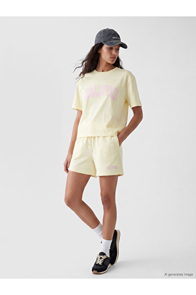 LC Waikiki Yellow Maldives Printed Soft Touch Women's Shorts